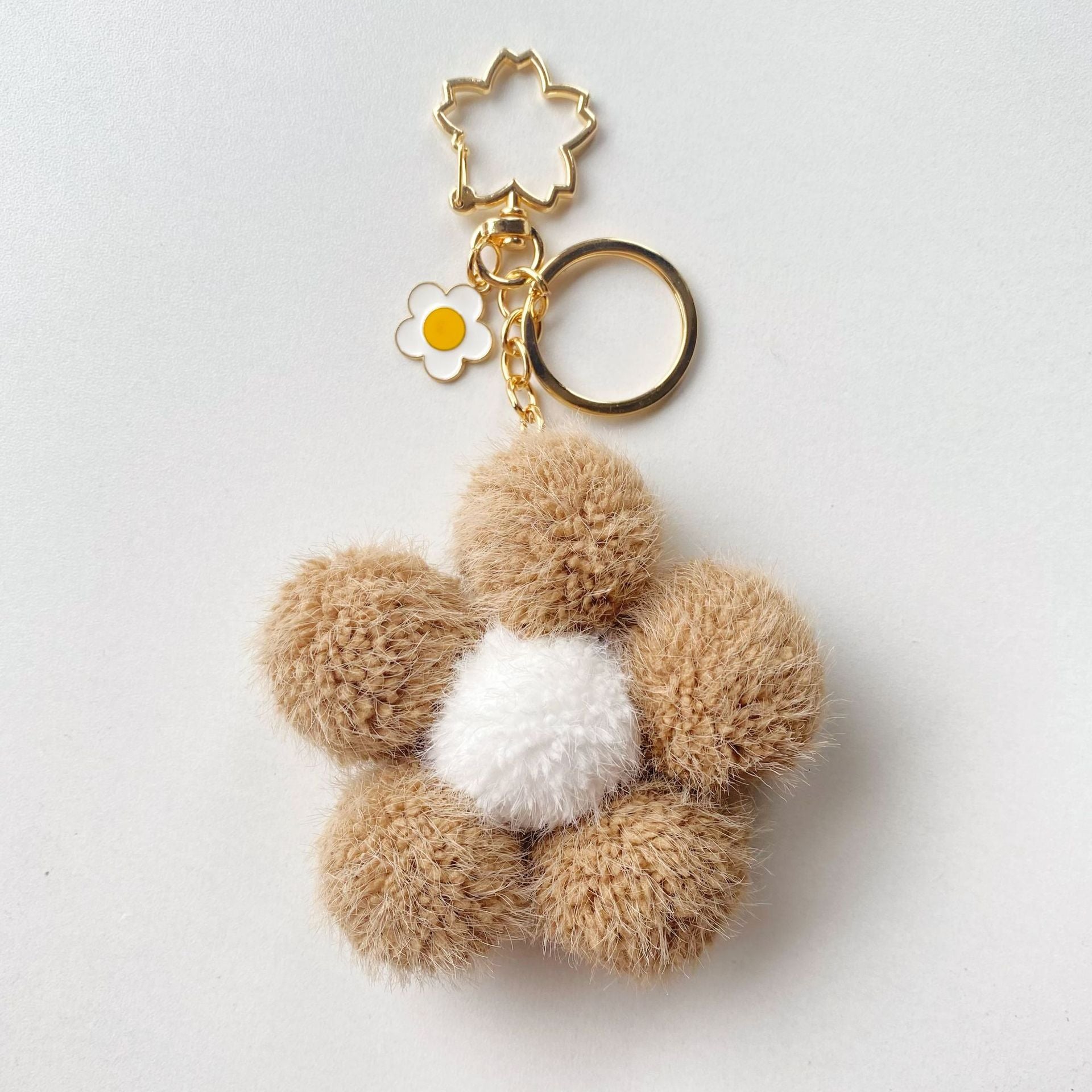 Wholesale Plush Colored Flower Ball Keychains